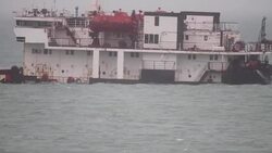 Russian cargo ship Elga 1 sinking at the Black sea in Bulgaria Stock Footage