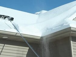 Roof Rake Removing Winter Snow Stock Footage