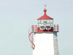 WS AERIAL TD TS View of Faulkner's Light Brigade Lighthouse / Connecticut, United States Stock Footage