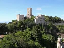 Erice, view of Balio castle, and the cliffs of the city Stock Footage