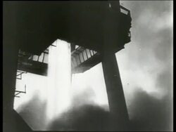 B/W 1965 close up of flames from Soviet rocket taking off / SOUND Stock Footage