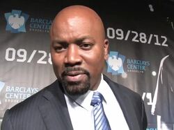 Nets GM Billy King speaks at Barclays opener Stock Footage