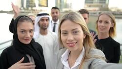 SELFIE: Business team in Middle East Stock Footage