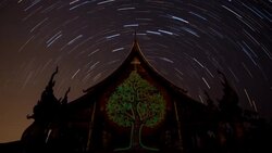 Star Trails in the night at temple. Stock Footage