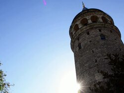 TIMELAPSE: Sun behind the Galata Tower Stock Footage