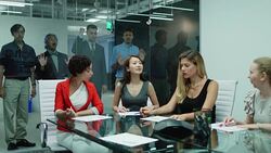 Women Working Together Ignoring Men Stock Footage