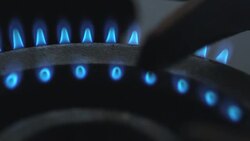 A gas ring goes out after being ignited by a wooden match. Stock Footage