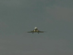 Corporate jet aircraft on landing approach Stock Footage