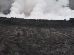 WS View of Smoke rises from lava lake in Nyiragongo crater / Goma, Virunga National Park, Democratic Republic of the Congo Stock Footage