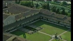 A formal garden centers a palace in Florence, Italy. Stock Footage
