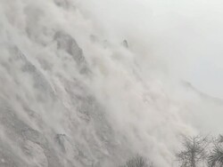 Boulders Crash Down Flank Of Volcano Lava Dome Stock Footage