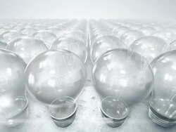 Camera movement over group of lightbulbs (bright) - Loop Stock Footage