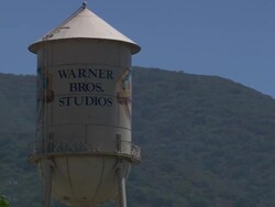 Vehicle POV TS MS Warner Brothers Studios Water Tower / Hollywood, California, United States. Stock Footage