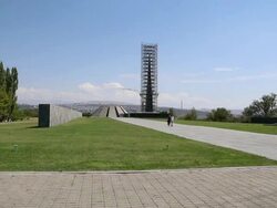 Yerevan, Tsitsernakaberd (Armenain Genocide) memorial to the victims of the Armenian genocide Stock Footage