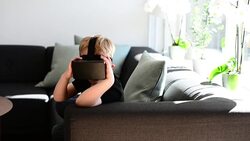Boy Using Virtual Reality Glasses Stock Footage