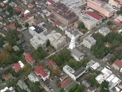 MS AERIAL View of Charleston city / South Carolina, United States Stock Footage