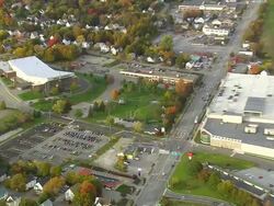 WS ARIEAL View of Garden along street / Maine, United States Stock Footage