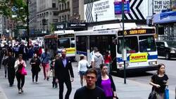 MTA Buses via 5th Ave, New York City Stock Footage