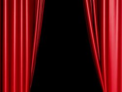 Red curtains opening includes alpha luma matte Stock Footage