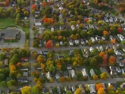 WS ARIEAL View of Type of houses at Bangor city / Maine, United States Stock Footage