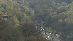 Traffic in Crumlin, Carphilly and an air quality monitoring station News Clip