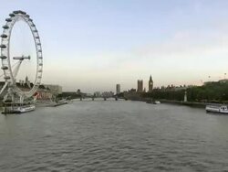 T/L View west down the Thames with London Eye and Embankment, London, England Stock Footage