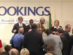 Nelson Mandela departs Brookings Institution Stock Footage