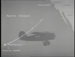 Ameila Earhart flies across the Pacific Ocean. News Clip