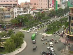 HA Ho Chi Minh City traffic circle  / Ho Chi Minh City, Vietnam Stock Footage