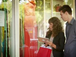 Couple window shop Stock Footage