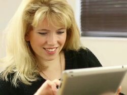 Digital tablet girl at home close. Stock Footage