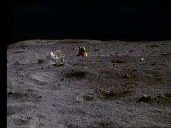 Astronaut driving lunar rover on Moon Stock Footage