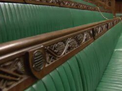 Empty House of Commons and Public Gallery News Clip