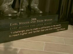 Earl Woods statue dedication and Tiger Woods Fist Pump Challenge launch Stock Footage