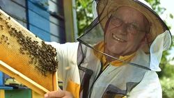 HD Super Slow-Mo: Beekeeper With A Honeycomb Stock Footage