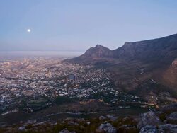 T/L Nightfall and lights, Capetown, South Africa Stock Footage