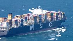 Aerials of container ship MSC Flavia at sea News Clip