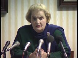UK: US UN AMBASSADOR MADELEINE ALBRIGHT LONDON PRESS CONF. Instructional Video