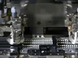 MS Robotic machine assembling computer chips/semi-conductors / Seoul, South Korea Stock Footage
