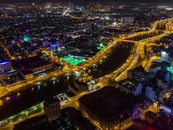 WS T/L View of Ho Chi Minh City downtown by night / Ho Chi Minh City, Southeastern, Vietnam Stock Footage