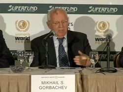 Women's World Awards Press Conference Hosted by Teri Hatcher and Mikhail Gorbachev Stock Footage