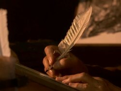 HD: Scribing Ancient Text With A Quill Pen Stock Footage