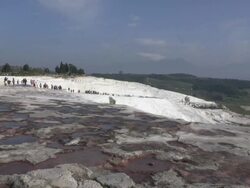 Travertines, Pamukkale (Hierapolis), Turkey Stock Footage