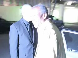 Sidney Poitier & Joanna Shimkus depart Mr Chow in Beverly Hills Stock Footage