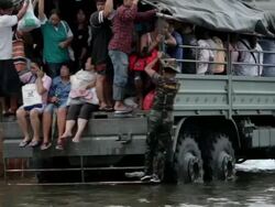 Thailand Flood GV Stock Footage