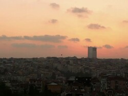 WS View of Cityscape with clouds at dusk / Istanbul, Turkey Stock Footage