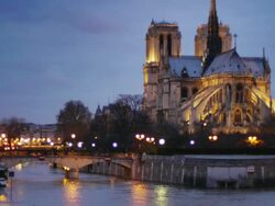 Notre dame at night Stock Footage
