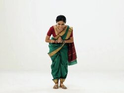 Portrait of a marathi woman welcoming  Stock Footage