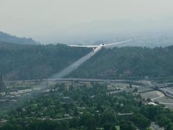 January 1, 2010 AERIAL Glider flying over the city and suburbs / Santiago de Chile, Gran Santiago, Chile Stock Footage