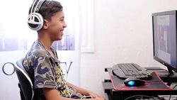 Boy using computer Stock Footage